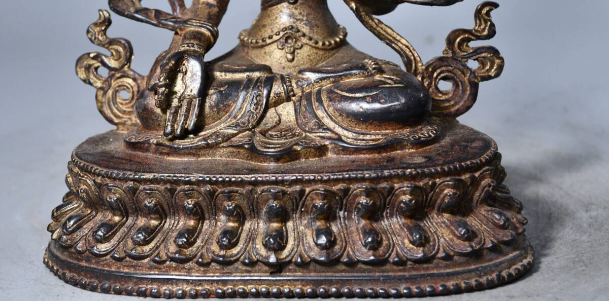 仏像古銅製，時代物，古董品，細工，（旧家藏出し）高10cm，重850克 旧家蔵出 如來仏像 純銅製 時代物 アンティーク 置物骨董品