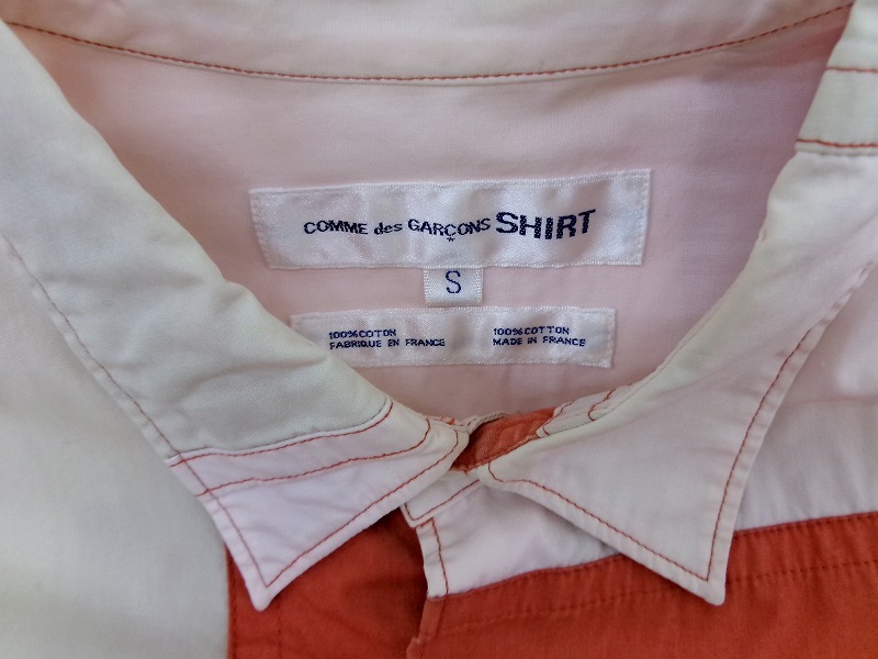 COMME des GARCONS SHIRT コムデギャルソン シャツ 長(zhǎng)袖パッチワークシャツ S S12115 綿100% ベージュ、ピンク