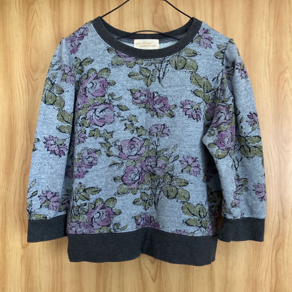 ◆美品◆　バラ柄　七分袖　スゥエット　レーナー　綿100％_画像1