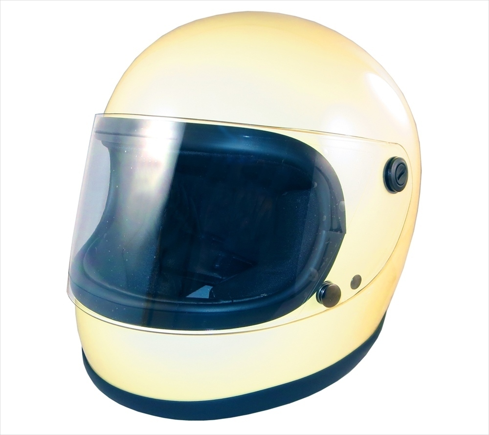 ZK-540 フルフェイスヘルメット（アイボリー）全排気量対応 フリーサイズ 昭和レトロ 舊車 族ヘル 70年代デザイン クリアーシールド付屬