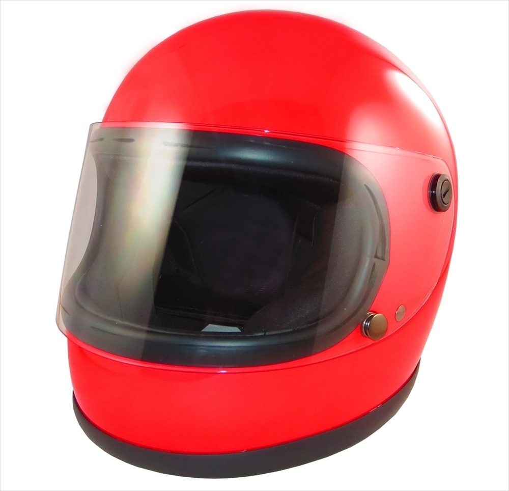 ZK-540 フルフェイスヘルメット（レッド）全排気量対応 フリーサイズ 昭和レトロ 舊車 族ヘル 70年代デザイン クリアーシールド付屬