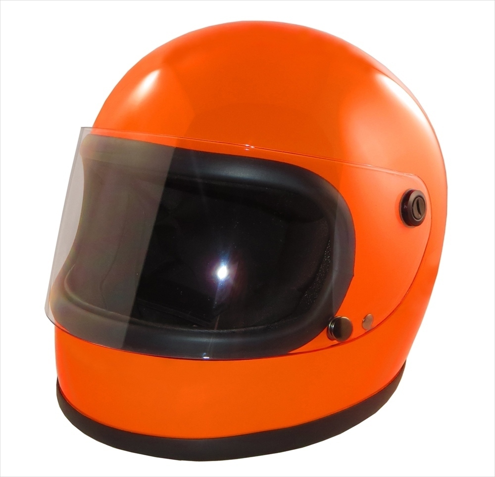 ZK-540 フルフェイスヘルメット（オレンジ）全排気量対応 フリーサイズ 昭和レトロ 舊車 族ヘル 70年代デザイン クリアーシールド付屬
