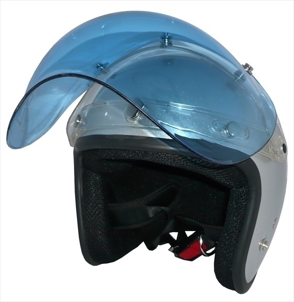 ZK-380 スモールジェット(シルバー)+ブルーシールド+フリップ 3點(diǎn)セット SG公認(rèn) 全排気量可 サイズ調(diào)整S~L可能 盜難防止金屬リング