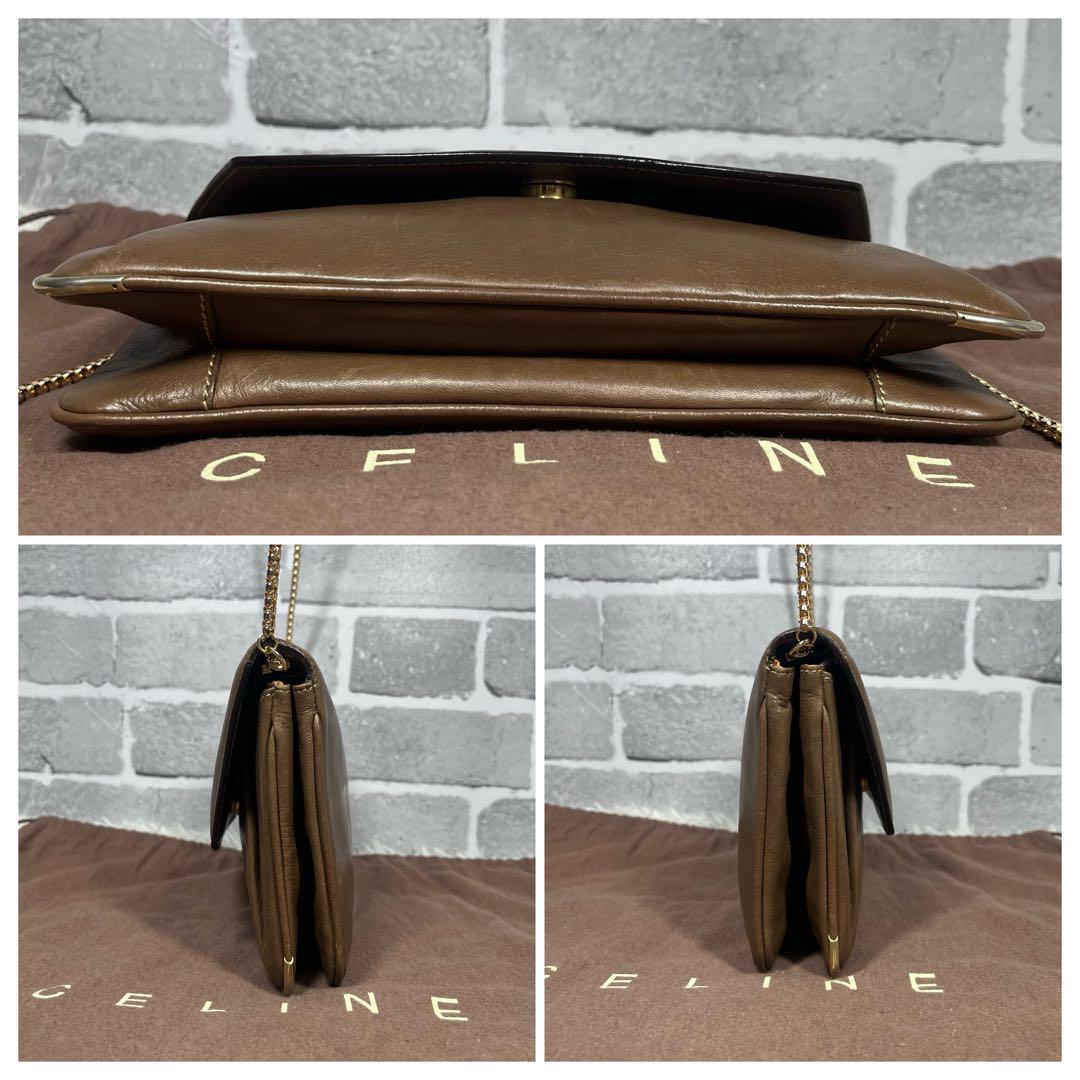 1円? 希少 CELINE セリーヌ トリオンフ ショルダーバッグ 肩掛け ワンショルダー ゴールド金具 ヴィンテージ クラッチバッグ　2way バッグ