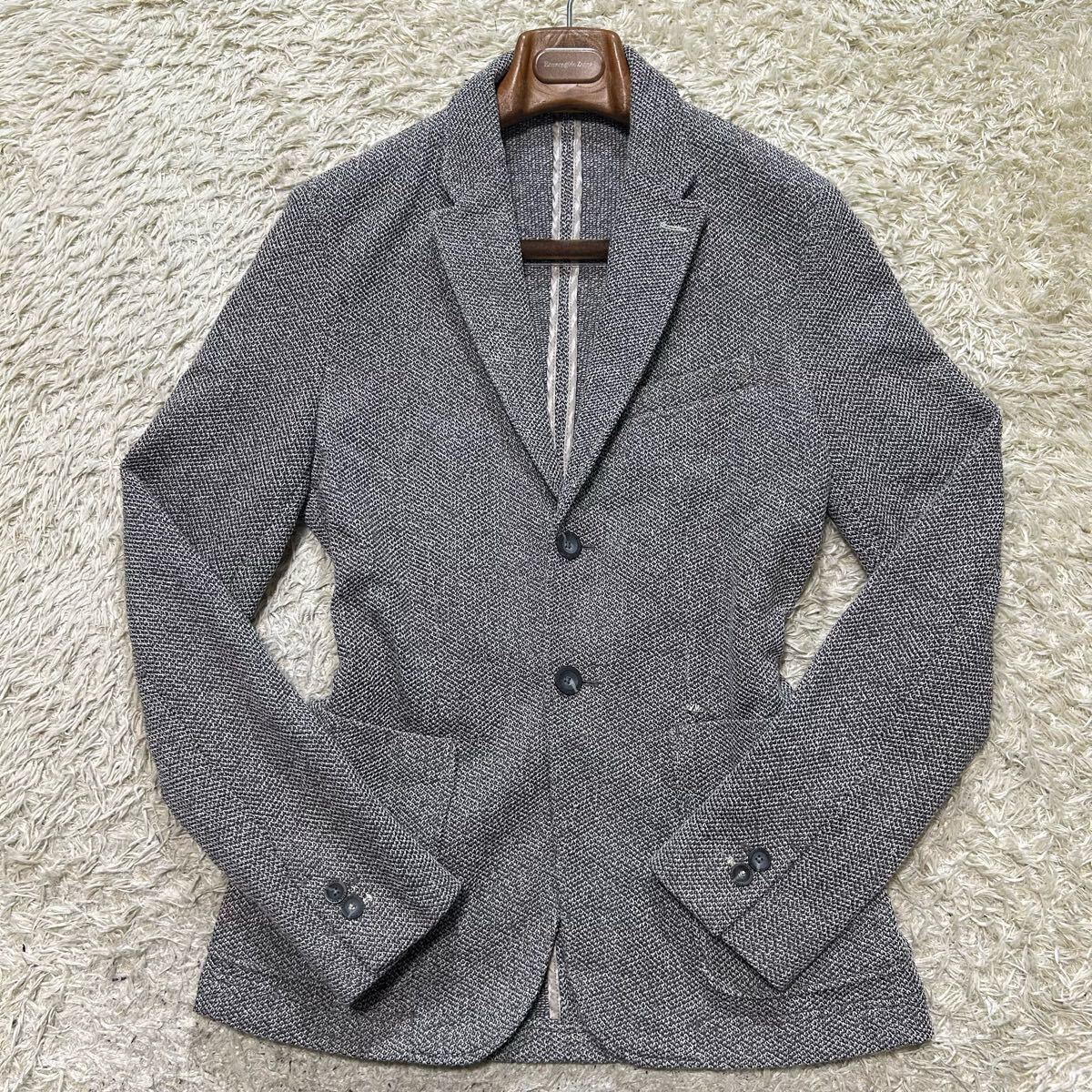  не использовался класс!!! Zara [ избыток ощущение роскоши ]ZARA tailored jacket summer жакет вязаный стрейч серый M ранг 