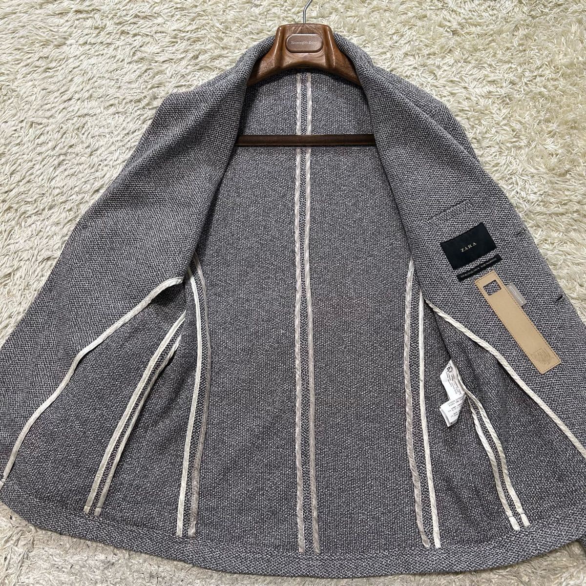 не использовался класс!!! Zara [ избыток ощущение роскоши ]ZARA tailored jacket summer жакет вязаный стрейч серый M ранг 