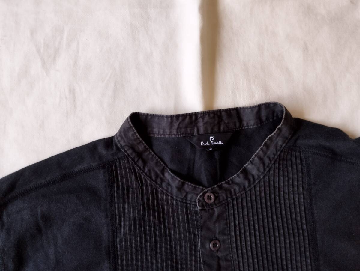Paul Smith　ポールスミス　ピンタックプルオーバーシャツ　L　黒ブラック