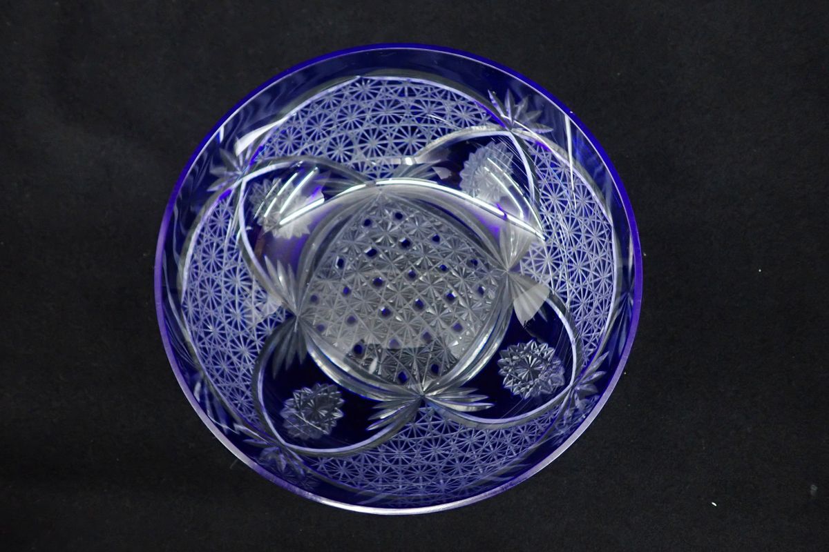 ◇◇古い切子ガラスボウル◇江戸切子/直径20㎝/消費税0円(工芸