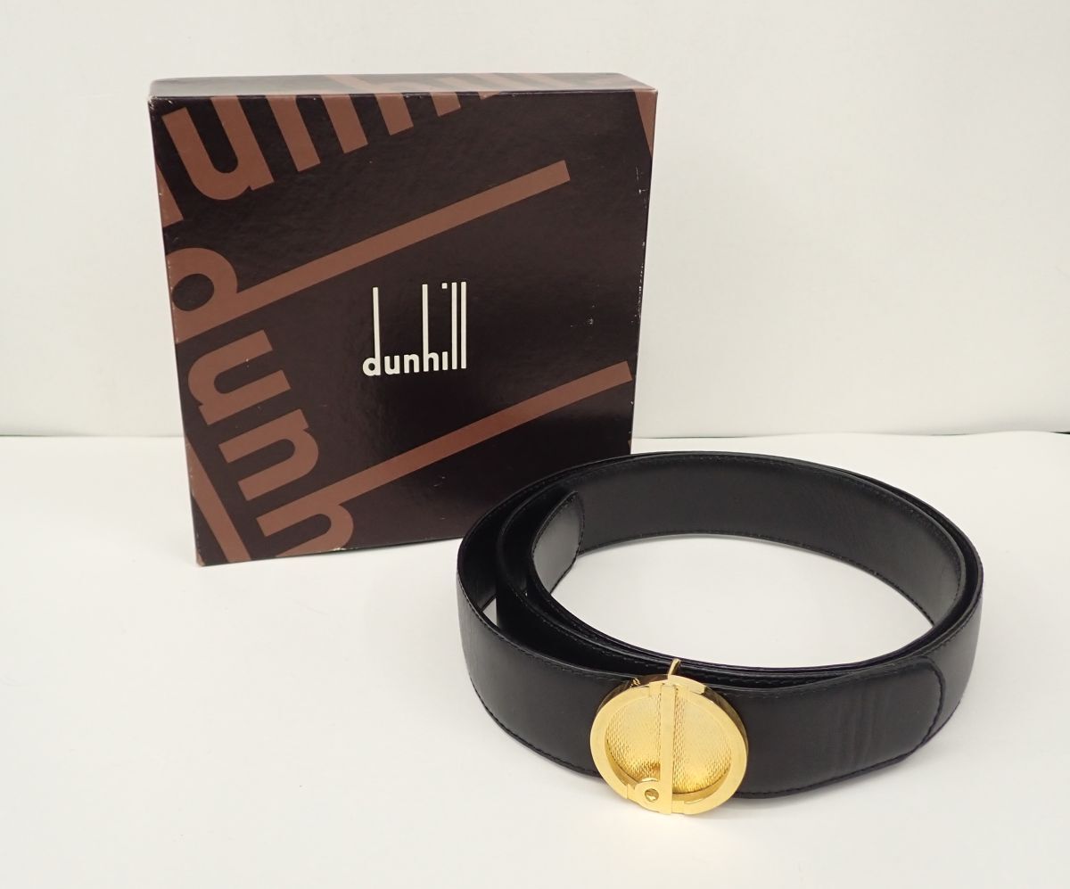 ◆ベルト01 未使用 dunhill 紳士用 本革 レザー 黒◆ダンヒル/消費(fèi)稅0円