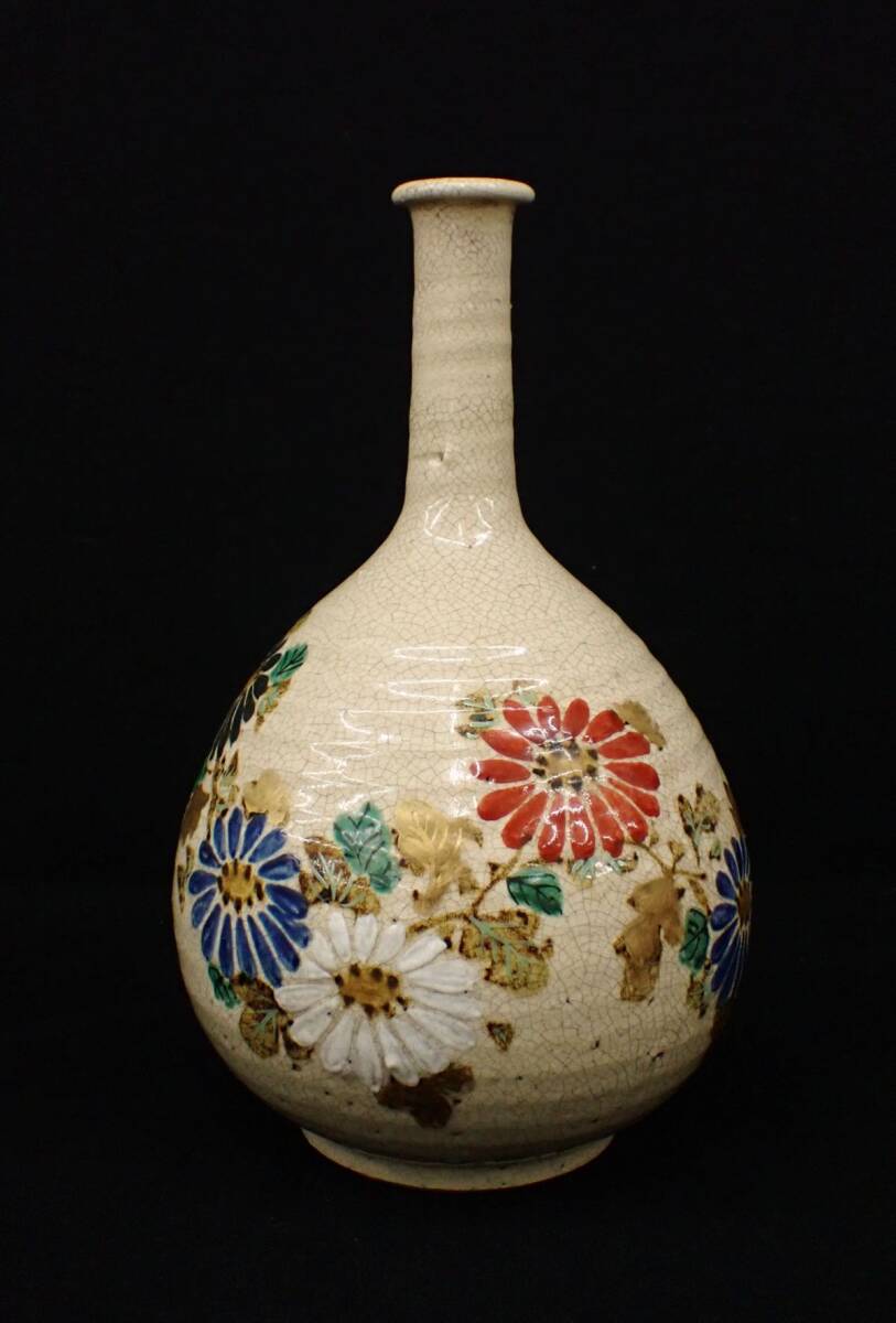 ^. гора . золотая краска цветная роспись .. журавль шея бутылочка для сакэ ^ один колесо ../ ваза для цветов / высота примерно 28.5cm/ потребительский налог 0 иен 