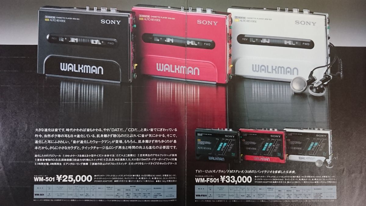 『SONY(ソニー) POWER UP! WALKMAN(ウォークマン パワーアップ ブック)1987年7月』WM-501/WM-109/WM-102/WM-F203/WM-R202/WM-D3/WM-D6C