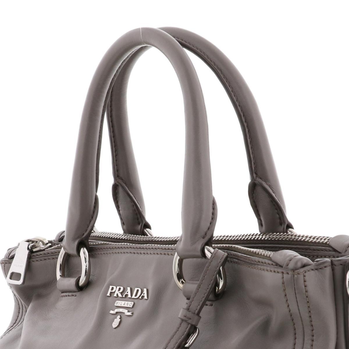 [ б/у ] PRADA ( Prada ) кожа 2WAY большая сумка сумка большая сумка серый Gray Leather кожа BN2866 used:B