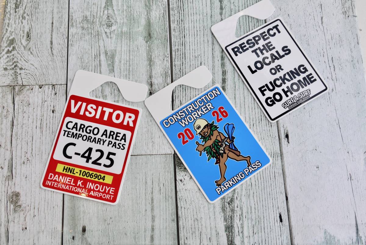 * Hawaiian смешанные товары * Гаваи парковка pa-mito бирка | машина аксессуары | украшение <RESPECT THE LOCALS OR FUCKING GO HOME>