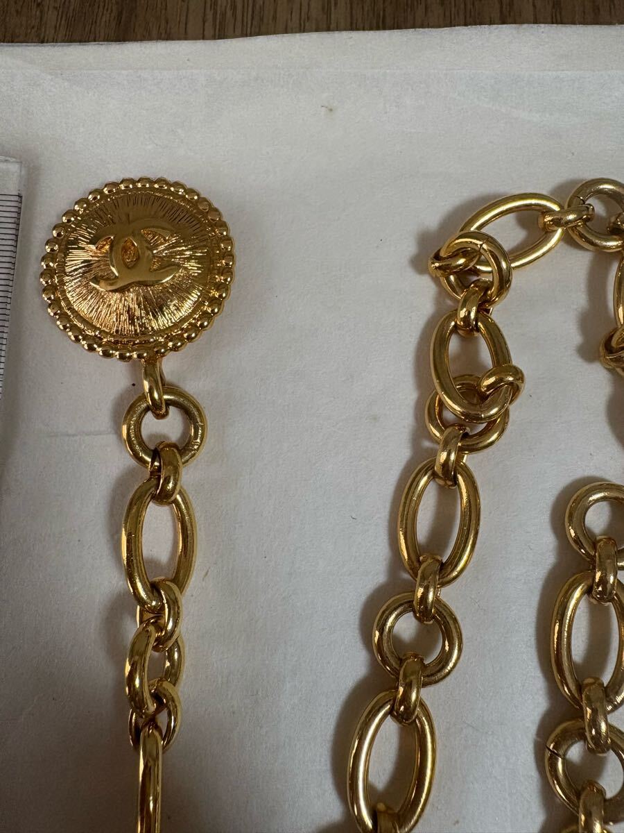 1 иен старт превосходный товар CHANEL Chanel цепь ремень Gold цвет оттенок золота Vintage chanel печать есть модные аксессуары превосходный товар 