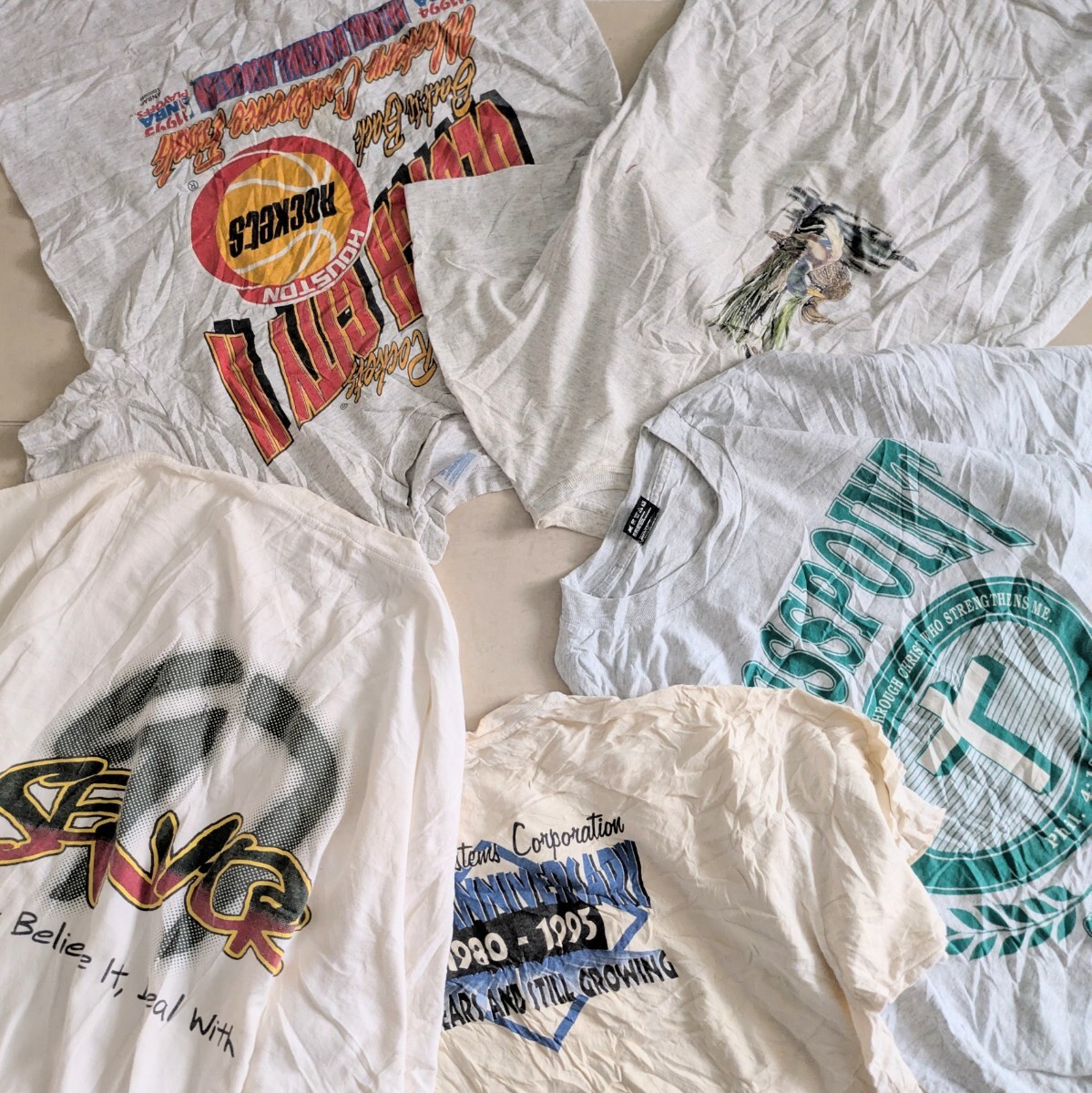 90s ヴィンテージ　Tシャツ　【6】　まとめ売り　シングルステッチ　USA制　M L XL　ベール　卸　企業(yè)　アート　バンド