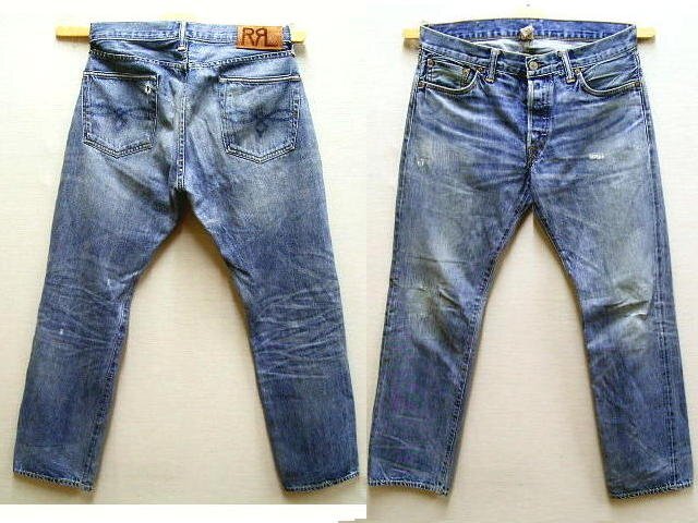即決[W30L30]RRL USA制 13AW IRONWOOD WASH LOW STRAIGHT ローライズ ストレート タタキリペア アメリカ デニム パンツ■4380