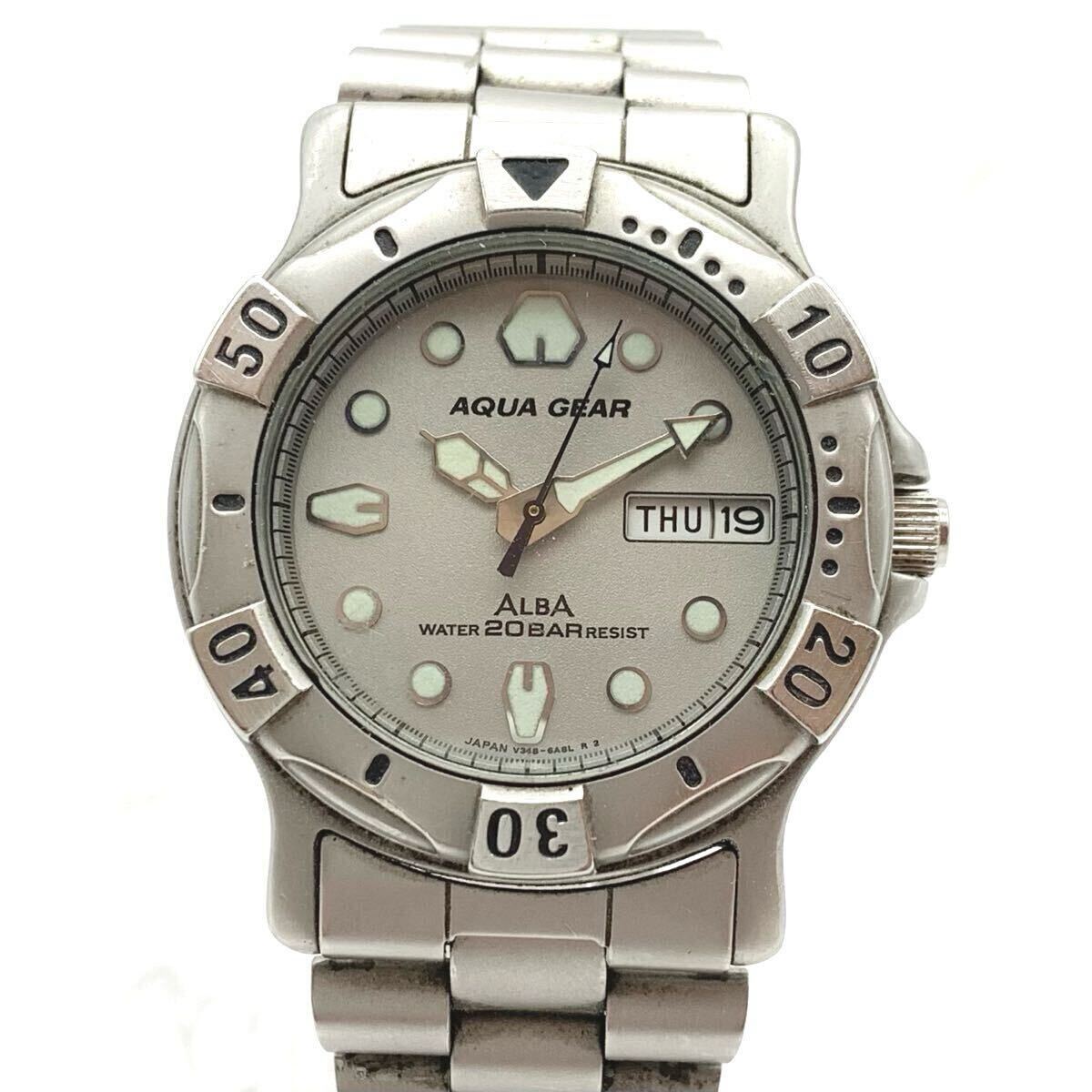 FN16058M【1000円スタート!!】ALBA アルバ SEIKO セイコー AQUA GEAR V348-6A50 QUARTZ クォーツ 腕時計