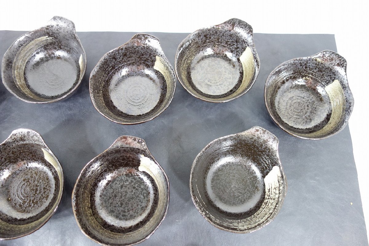 全12点 とんすい 陶器製 黒地にゴールド帯 和風皿 取り皿 盛皿 鍋料理 レストラン 居酒屋 食堂 管A-140_画像2