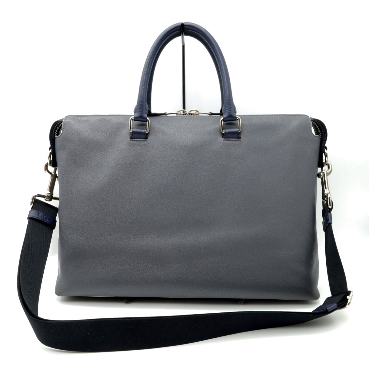 送料無(wú)料 美品 COACH コーチ メンズ ブリーフケース ビジネスバッグ ベケット ポケット レザー ブリーフ 89953 グレー