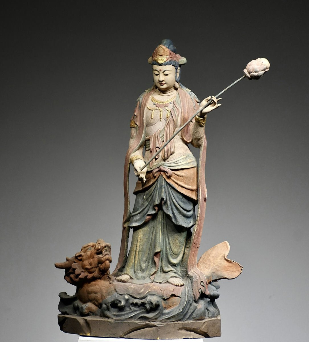 ▼渡鶴羽▼W0530明時代 楠木木彫彩絵鰲魚観音 楠木細工彫刻★仏教古美術(shù)★仏像★細密細工★廃寺舊蔵★廃寺買出品