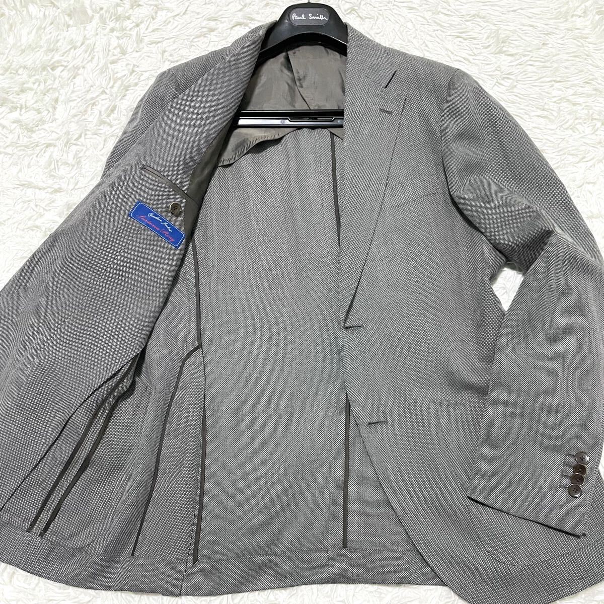 リングヂャケット【光沢感で魅せる色気】Ring Jacket テーラードジャケット アンコン ヒルトン グレー系 バーズアイ サマーウール L相當(dāng)