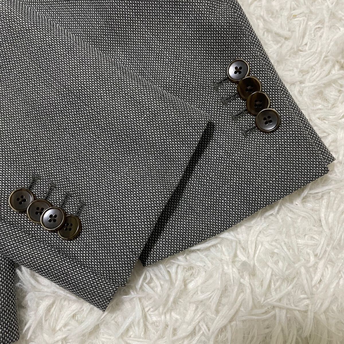 リングヂャケット【光沢感で魅せる色気】Ring Jacket テーラードジャケット アンコン ヒルトン グレー系 バーズアイ サマーウール L相當(dāng)