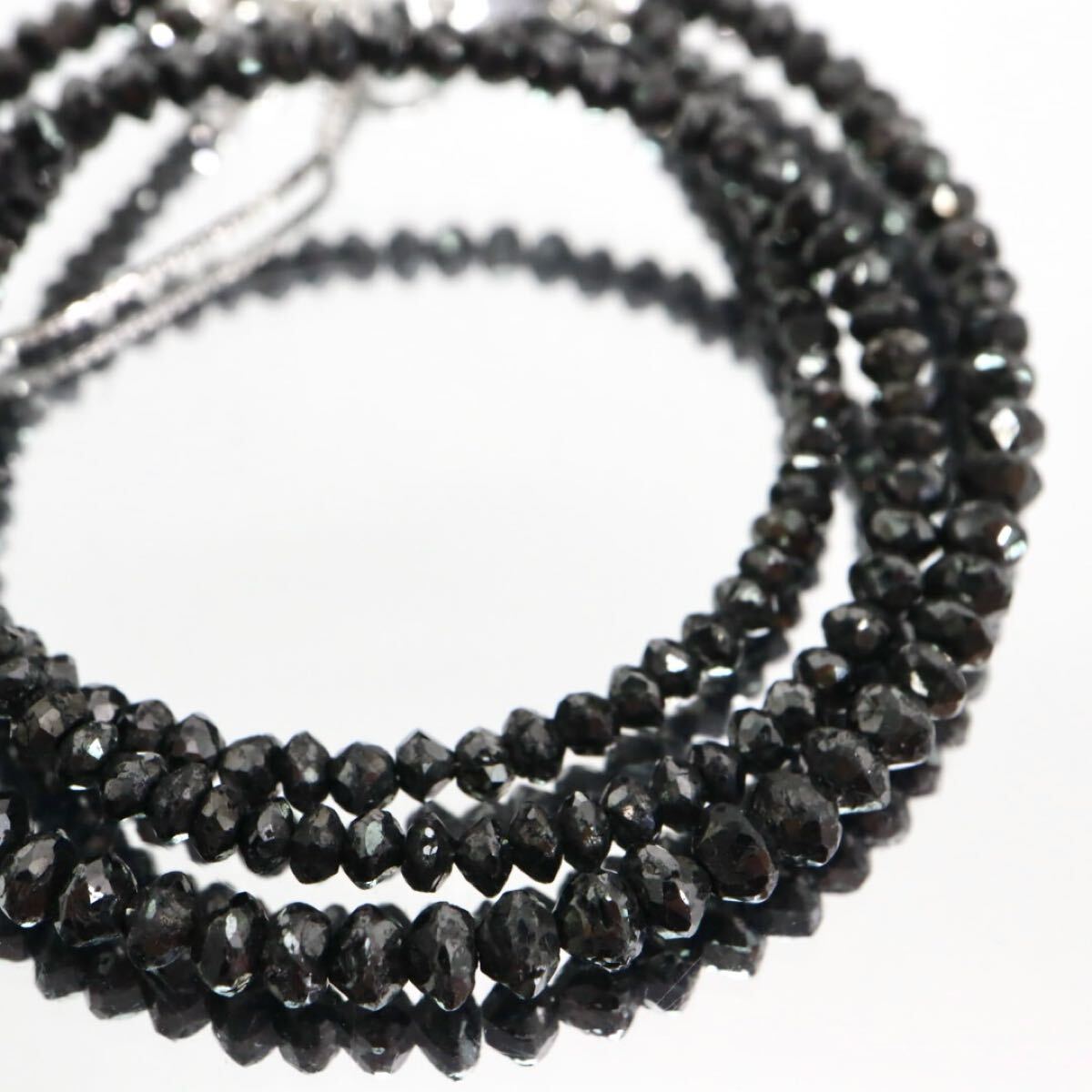 K18WG!!◆天然ブラックダイヤモンドネックレス◆U 約7.0g 約42.0cm diamond black necklace jewelry レディース DF7/ W58