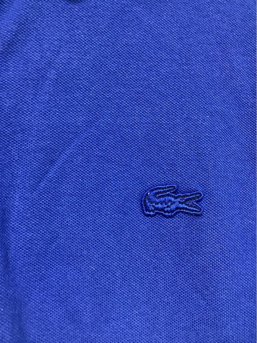 つ1648 LACOSTE ラコステ 半袖ポロシャツ 鹿の子 4 ブルー Mサイズ ワンポイントロゴ レギュラーフィット ストレッチ入り