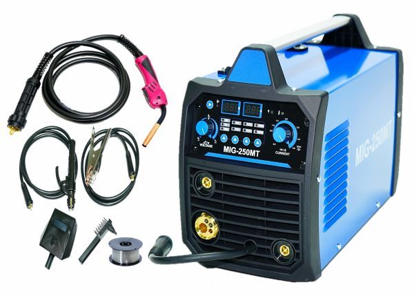 ハイスペック!復(fù)合マルチ インバーター式半自動(dòng)溶接機(jī) MIG-250MT 青!MIG MAG TIG MMA 単相100V/200V用 鉄 ステン アルミ MIG250MT MIG250 b