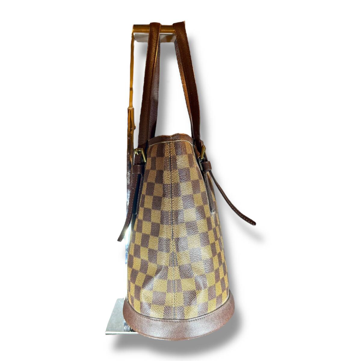 【美品】LOUIS VUITTON　ルイヴィトン　ダミエ　マレ　ショルダーバッグ　トートバッグ　バケツ型バッグ　茶　ブラウン　レディース