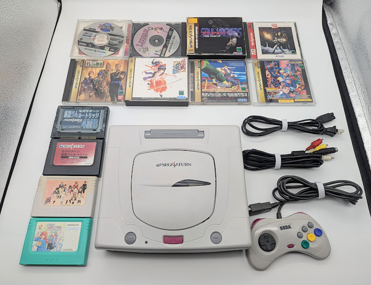  бесплатная доставка / подтверждение рабочего состояния / простой чистка settled ] Sega Saturn корпус + принадлежности + soft ma- bell VS Street Fighter и т.п. * раздел описания товара . подробности фотография есть.