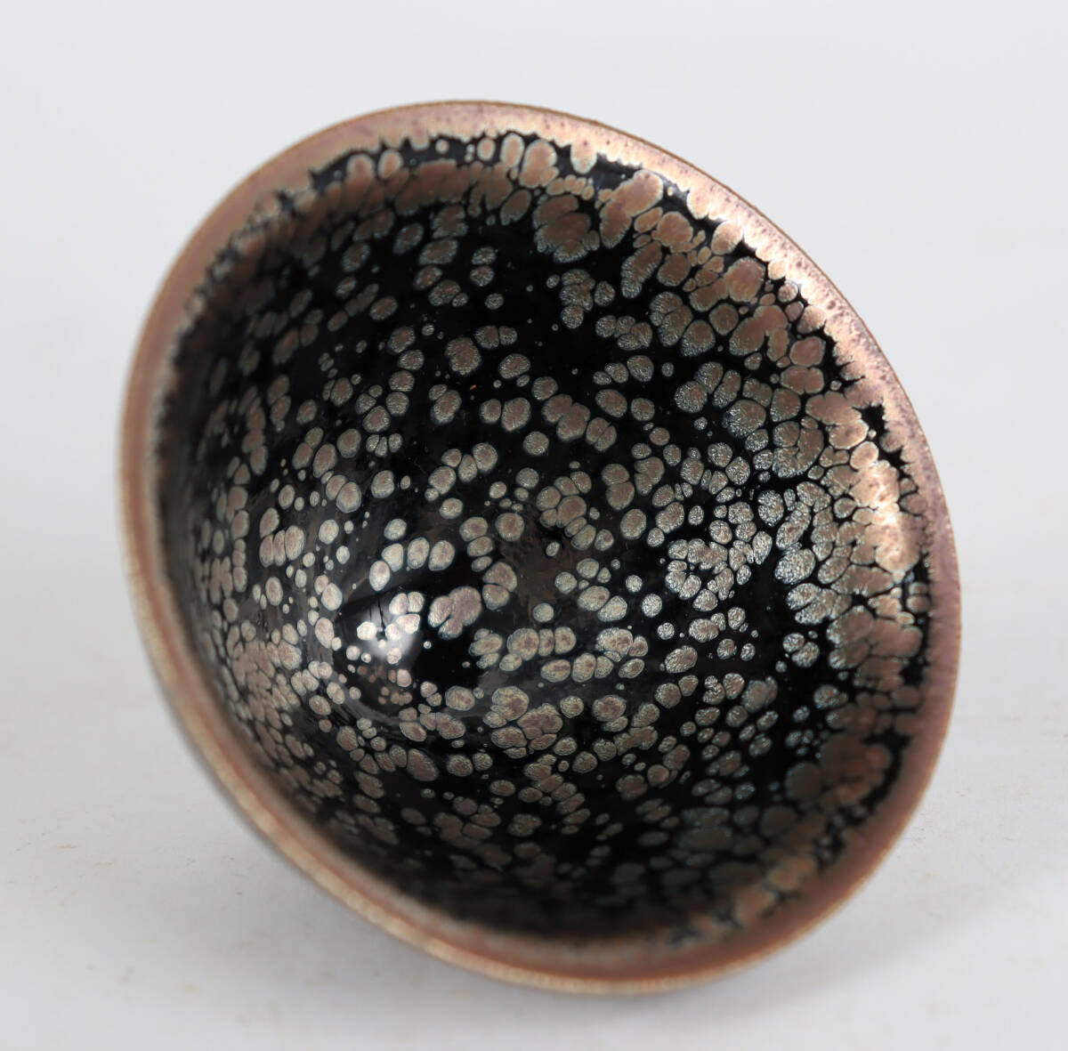 ①人気実力作家 福森守比古 油滴天目 ぐい呑 酒盃 共箱 本物保証E566_画像1