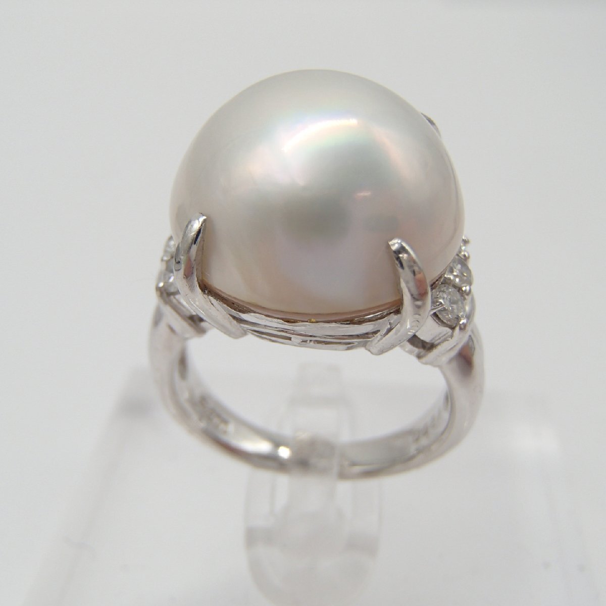 ◎パール リング 指輪 / PT900 約7.8g D0.27ct 丸玉15.3㎜/ダイヤ 真珠 パール アクセサリー マベパール◎JK
