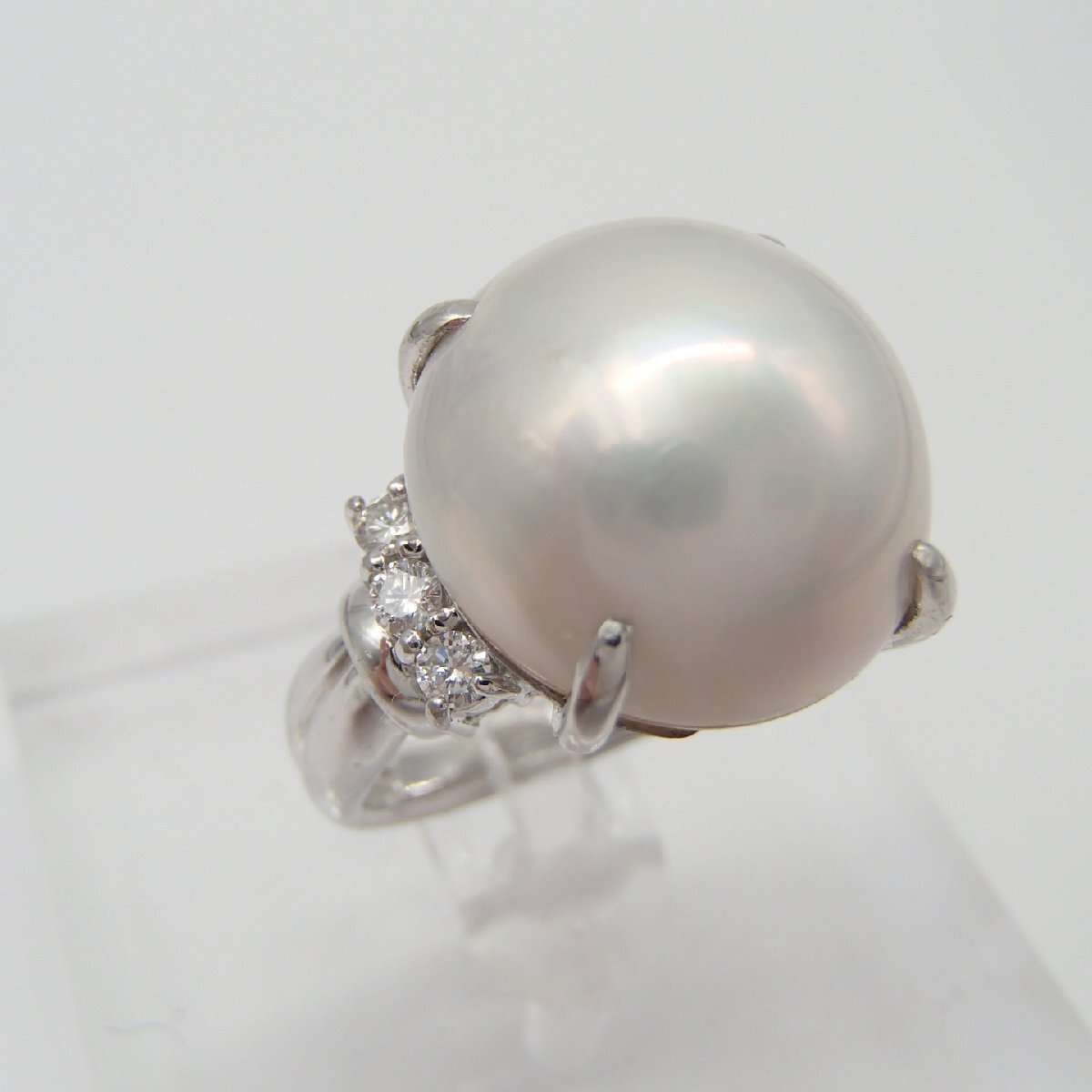 ◎パール リング 指輪 / PT900 約7.8g D0.27ct 丸玉15.3㎜/ダイヤ 真珠 パール アクセサリー マベパール◎JK