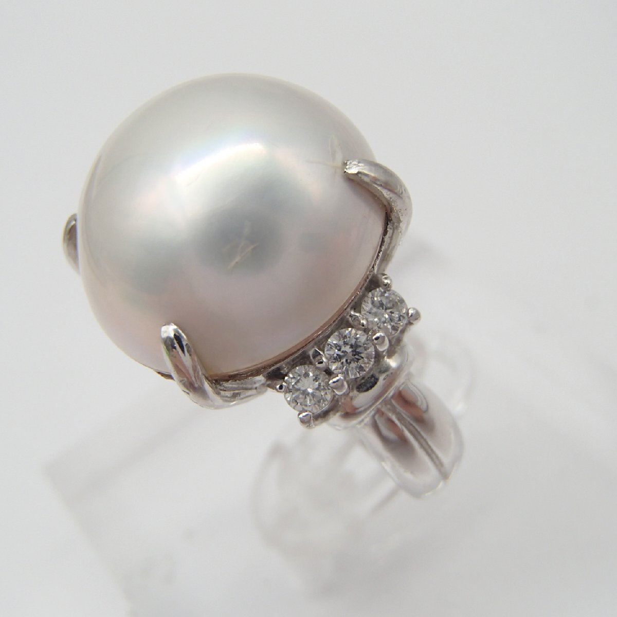 ◎パール リング 指輪 / PT900 約7.8g D0.27ct 丸玉15.3㎜/ダイヤ 真珠 パール アクセサリー マベパール◎JK