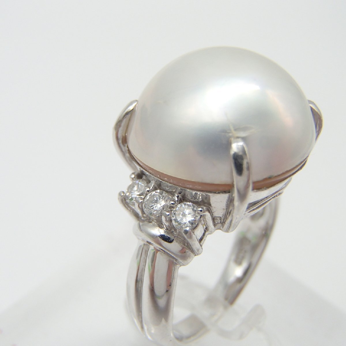 ◎パール リング 指輪 / PT900 約7.8g D0.27ct 丸玉15.3㎜/ダイヤ 真珠 パール アクセサリー マベパール◎JK