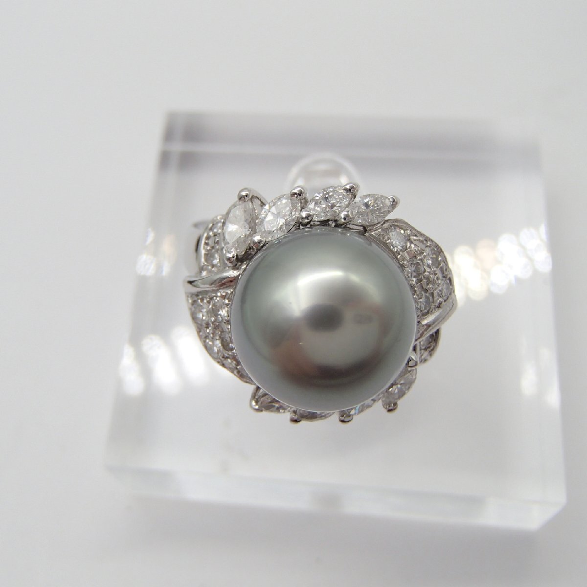 ◎パール リング 指輪 / PT900 約10g D0.79ct 丸玉11㎜/ダイヤ 真珠 パール アクセサリー ◎JK