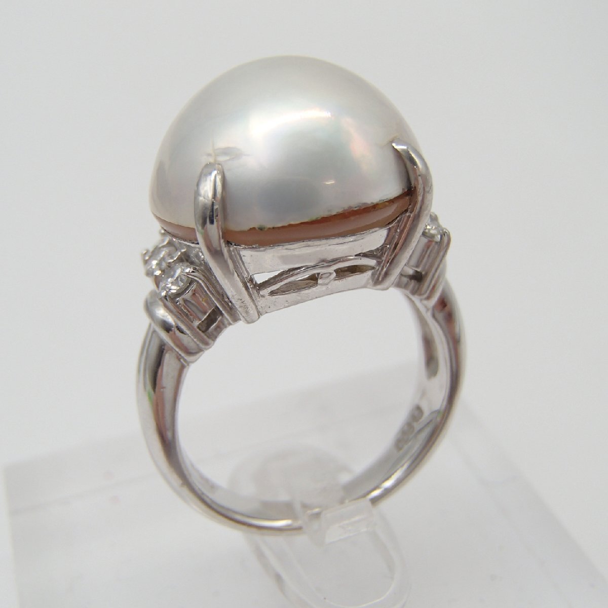 ◎パール リング 指輪 / PT900 約7.8g D0.27ct 丸玉15.3㎜/ダイヤ 真珠 パール アクセサリー マベパール◎JK