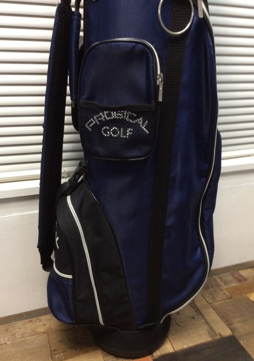ゴルフ用品 プロジカル ゴルフ PROGICAL GOLF キャディバッグ ネイビー おまけ付 ティー ボール 22球 メーカー品 中古品 美品 管38886129