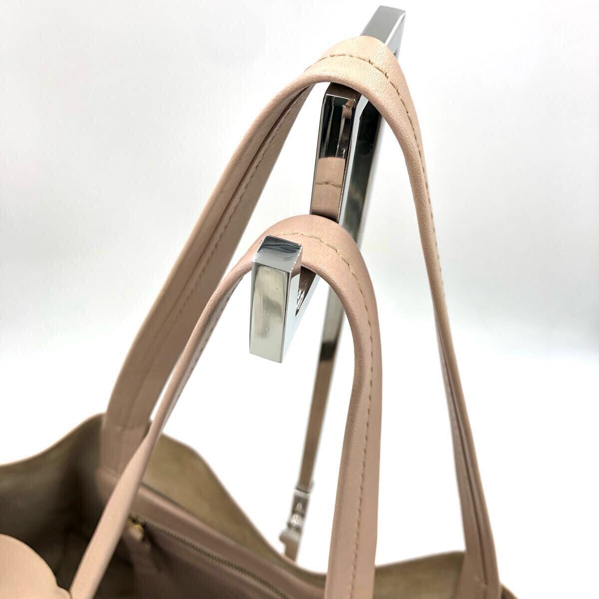 美品●CELINE セリーヌ ホリゾンタルカバ トートバッグ 肩掛け 大容量 A4 ロゴ レザー 本革 ベージュ系 メンズ レディース イタリア制