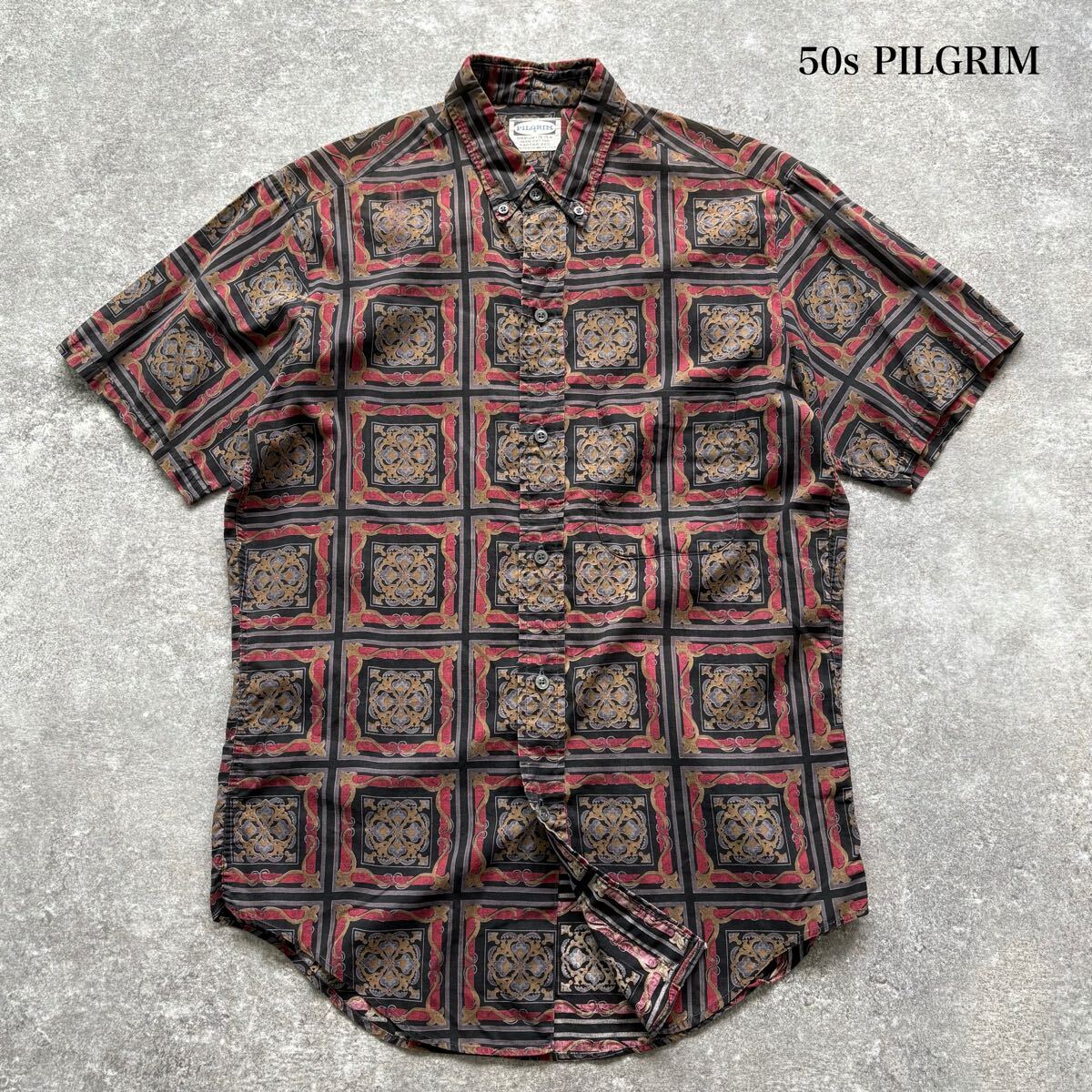 PILGRIM 50s-60s 半袖ボタンダウンシャツ ピルグリム PILGRIM】ピルグリム Sears Roebuck 50s-60s 半袖シャツ ボタン