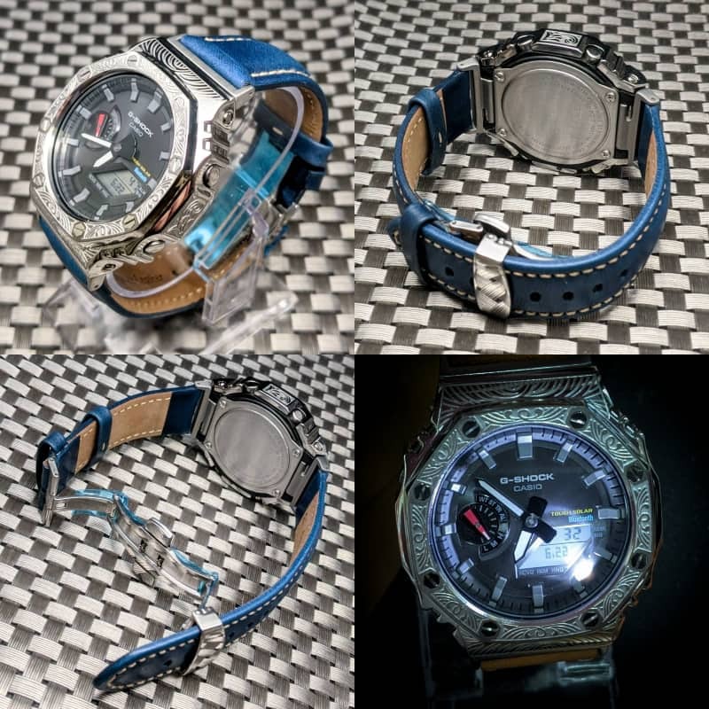 [未使用新品] G-SHOCK GA-B2100 メタルベゼル (ベネチアン模様) + フルメタル + レザー + 樹脂ベルト タフソーラー [Bluetooth] 送:410円