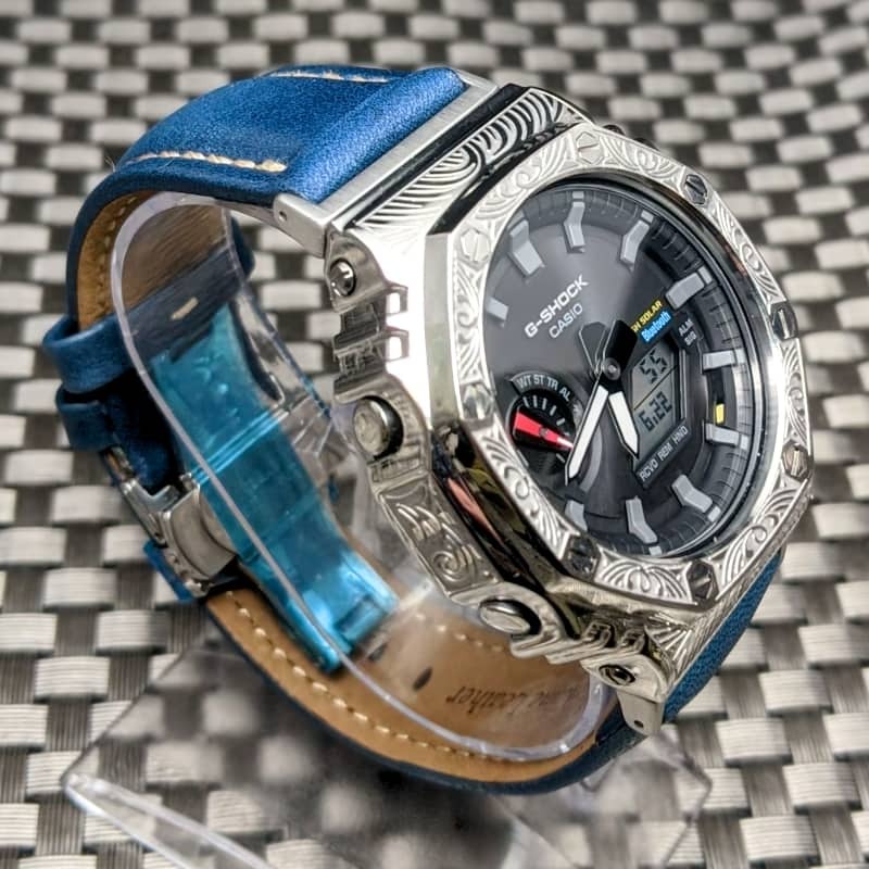 [未使用新品] G-SHOCK GA-B2100 メタルベゼル (ベネチアン模様) + フルメタル + レザー + 樹脂ベルト タフソーラー [Bluetooth] 送:410円