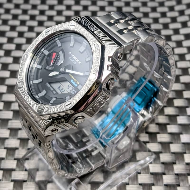 [未使用新品] G-SHOCK GA-B2100 メタルベゼル (ベネチアン模様) + フルメタル + レザー + 樹脂ベルト タフソーラー [Bluetooth] 送:410円