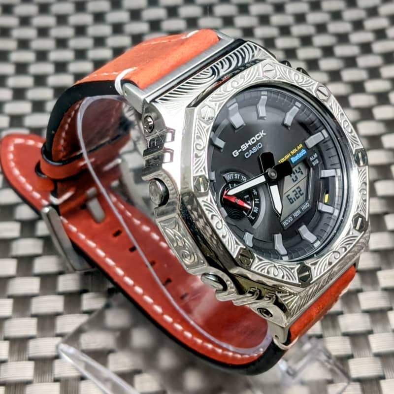 [未使用新品] G-SHOCK GA-B2100 メタルベゼル (ベネチアン模様) + フルメタル + レザー + 樹脂ベルト タフソーラー [Bluetooth] 送:410円