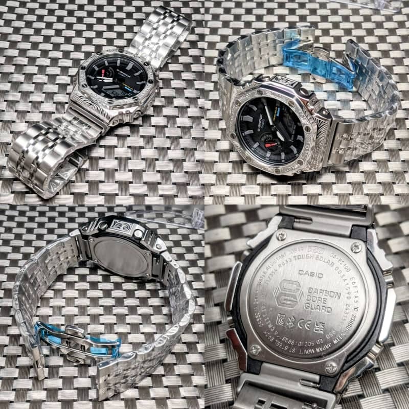 [未使用新品] G-SHOCK GA-B2100 メタルベゼル (ベネチアン模様) + フルメタル + レザー + 樹脂ベルト タフソーラー [Bluetooth] 送:410円