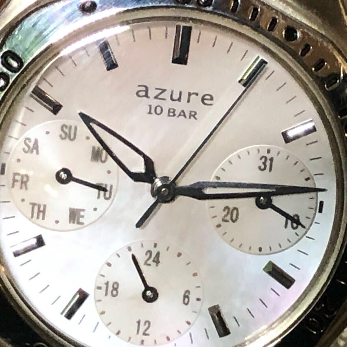 【即決/送料無料】SEIKO ALBA AZURE V33J セイコーアルバ アジュレ シェル文字盤 トリプルカレンダーレディースウォッチ 中古腕時計 動作品