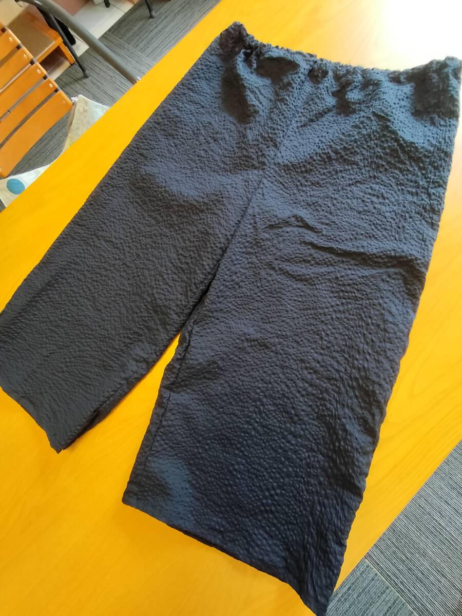 秀ハンドメイド　LL位　見せるペチパンツ　コットンリップル　セミワイド　ネイビ－　ゆったり＆スッキリ　股上深い　Wゴム　