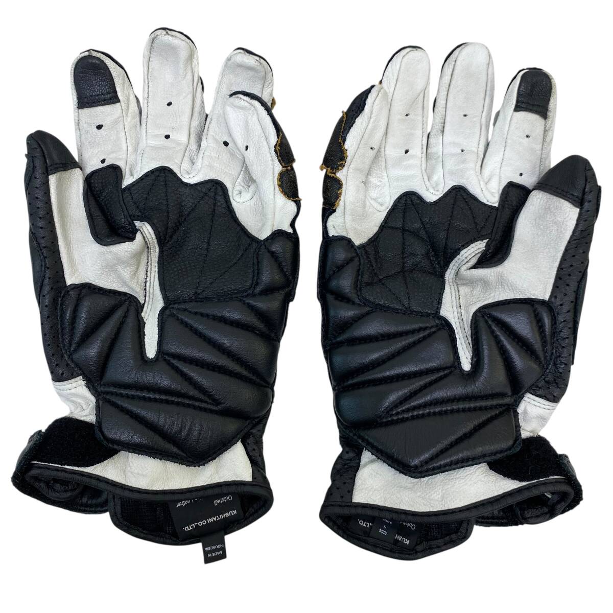 【美品】 KUSHITANI クシタニ K-5326 レザーグローブ AIR GPS GLOVES Lサイズ 黒系 ブラック系 19363-60