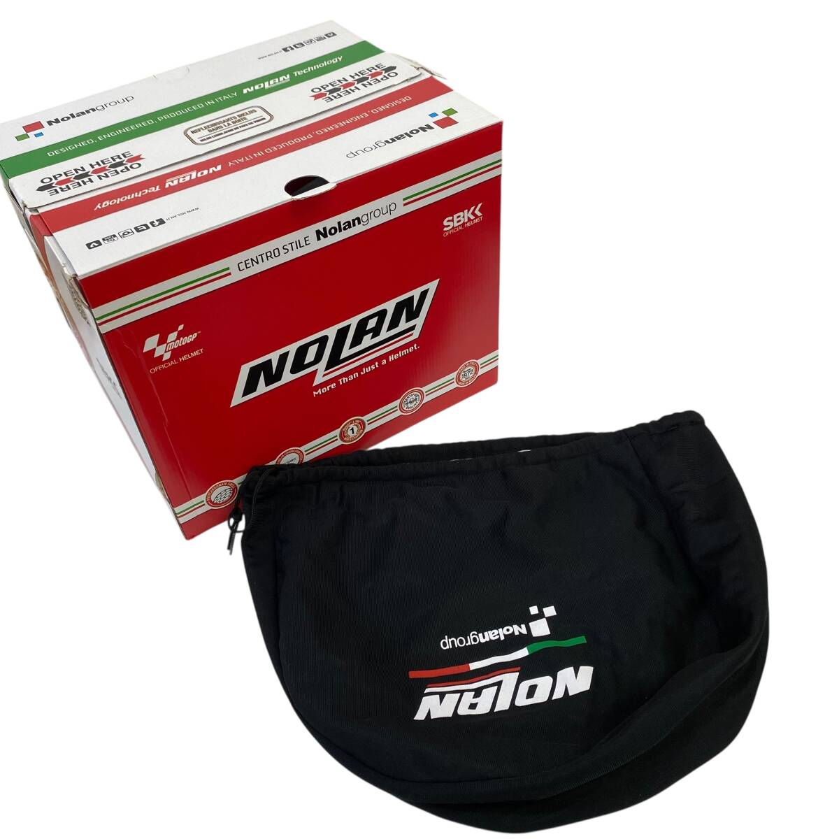 【美品】 NOLAN X-Lite X-803 STONER ストーナー フルフェイスヘルメットMサイズ 白?赤?青系 20146-120